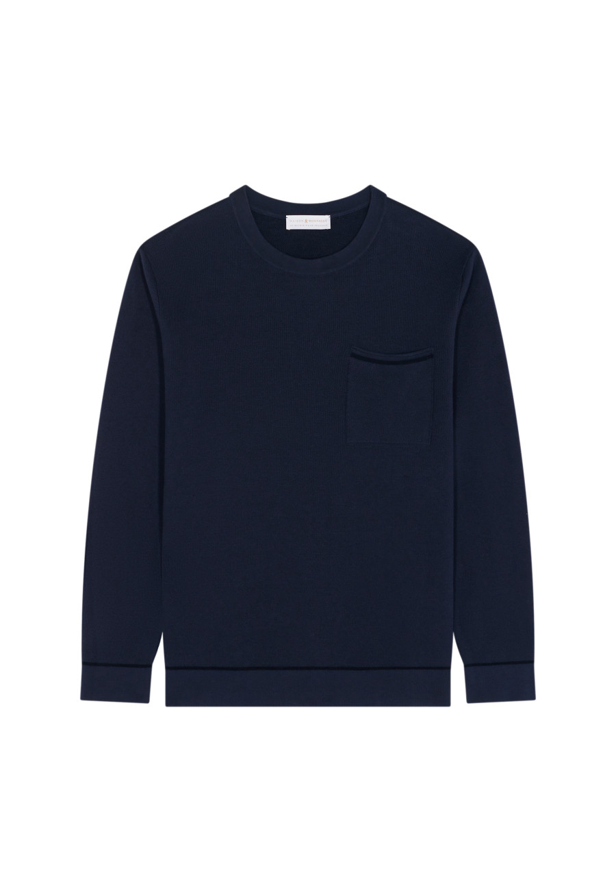 Round-neck sweater in slub cotton and linen - Isaia