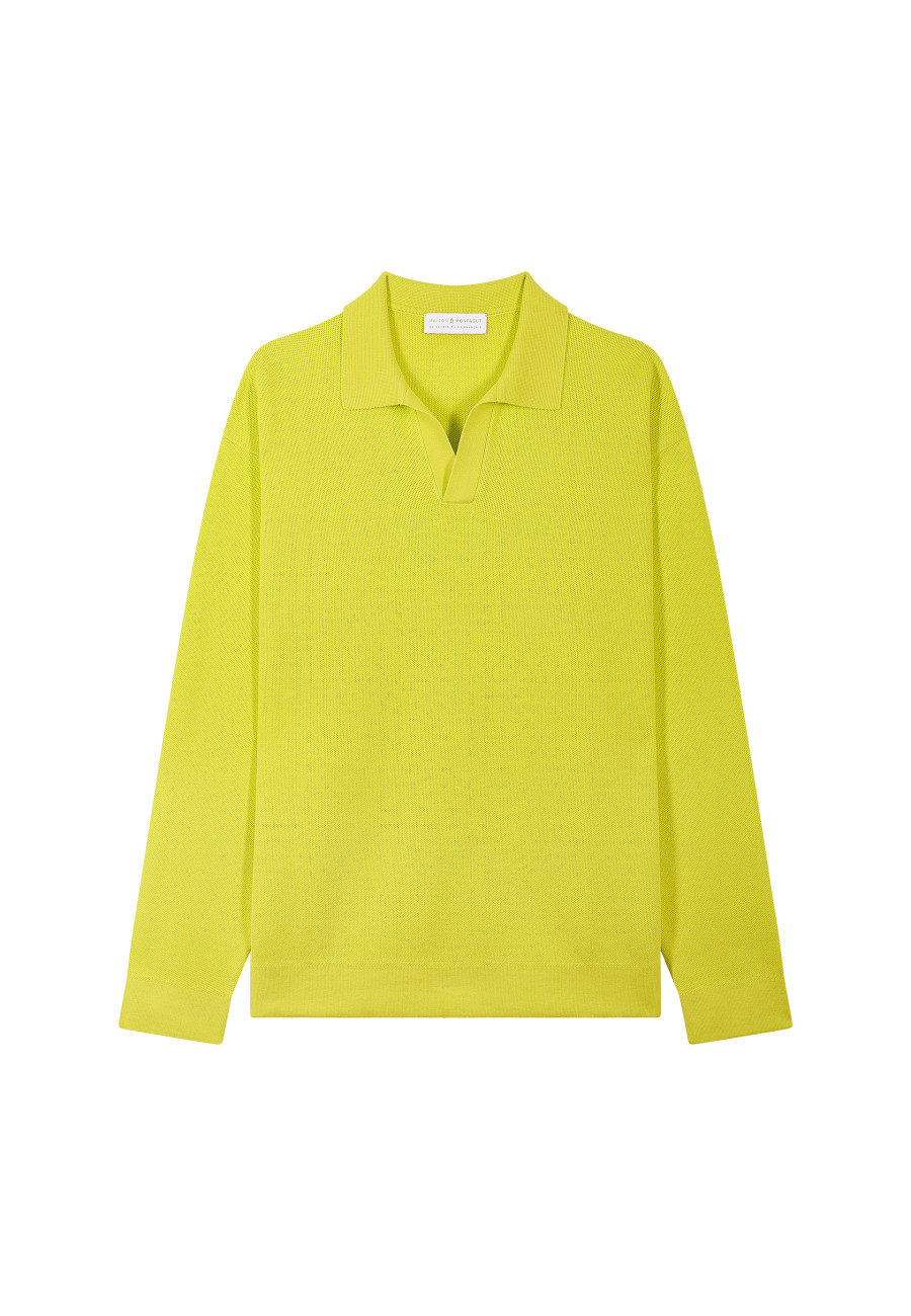 Polo manches longues coton et lin flammé - Ido