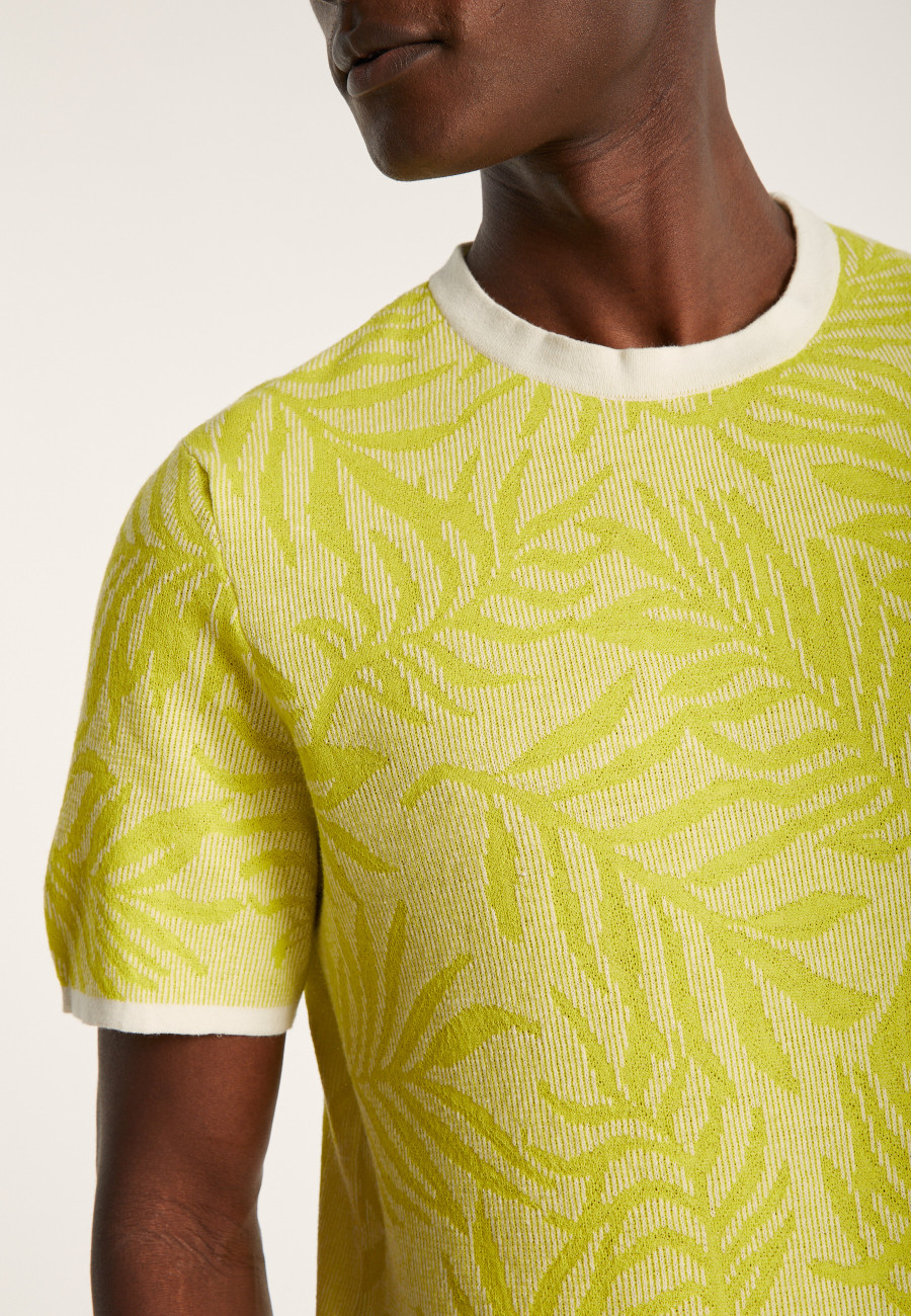 Round neck t-shirt with cotton linen blend pattern - Isham