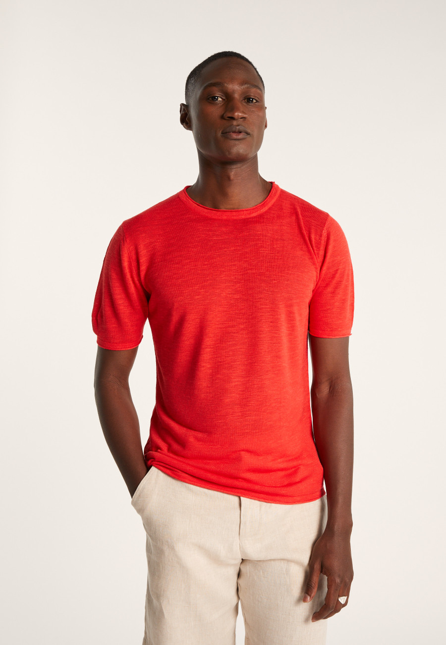 T-shirt col rond en lin flammé - Renaud