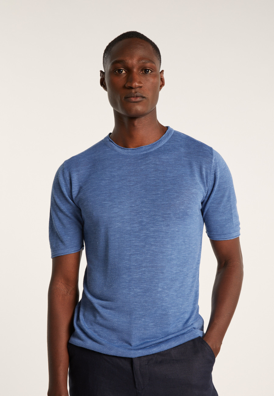 T-shirt col rond en lin flammé - Renaud
