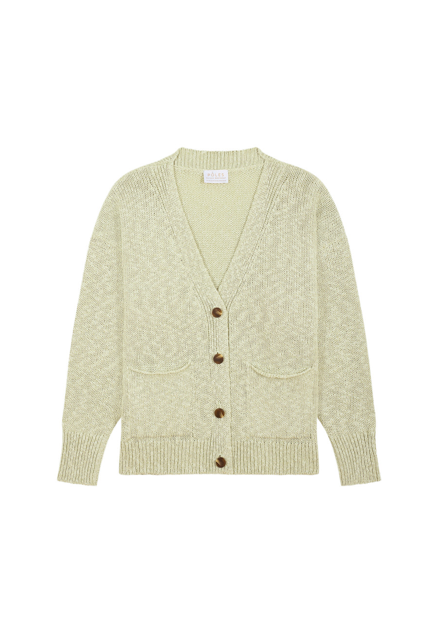 Cardigan decote em V de algodão e linho - Nais