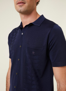 Chemise à motifs manches courtes en Fil Lumière - Gustav 0823 matelot - 75 Bleu nuit