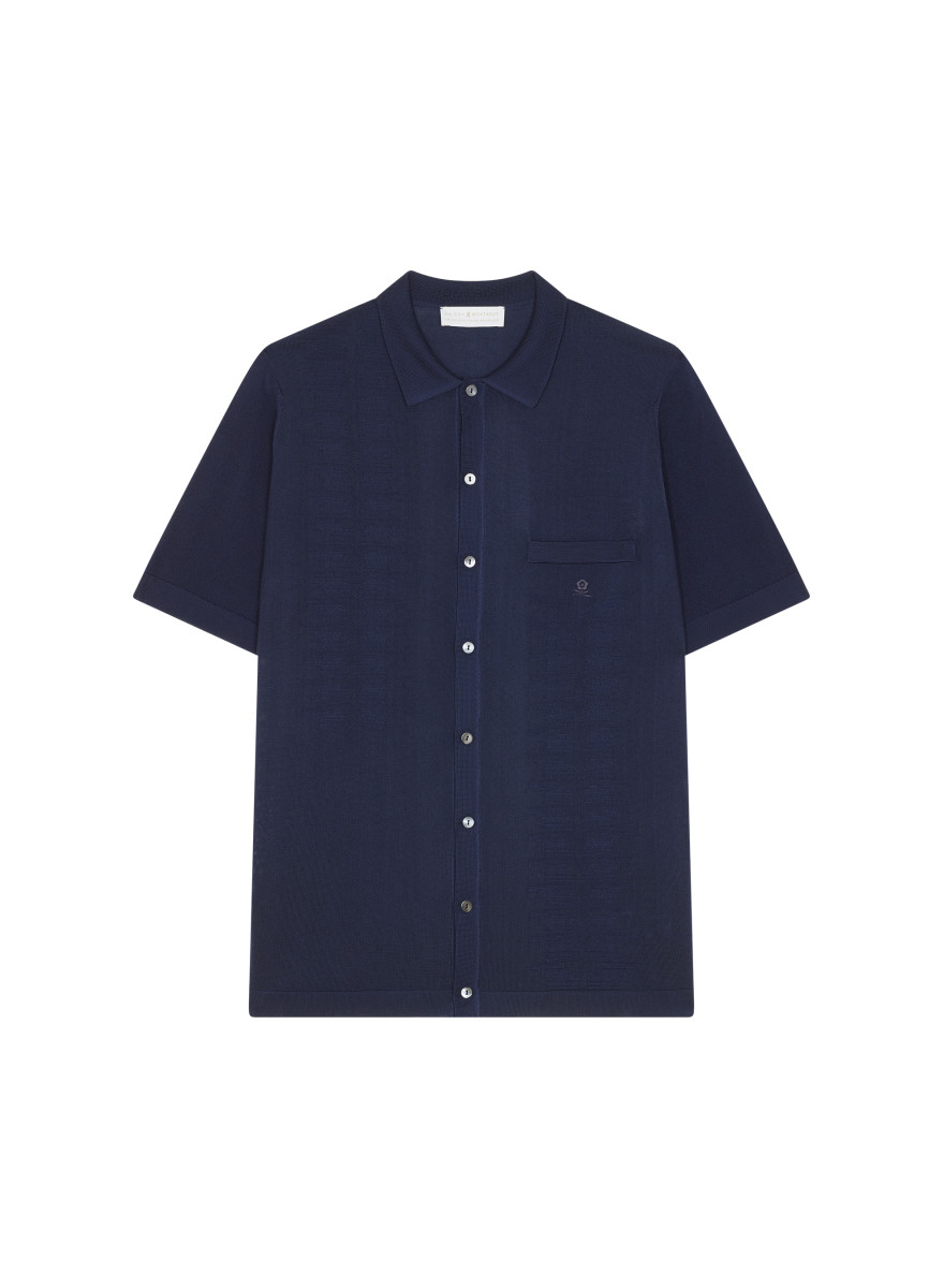 Short Sleeve Patterned Shirt in Fil Lumiere - Gustav