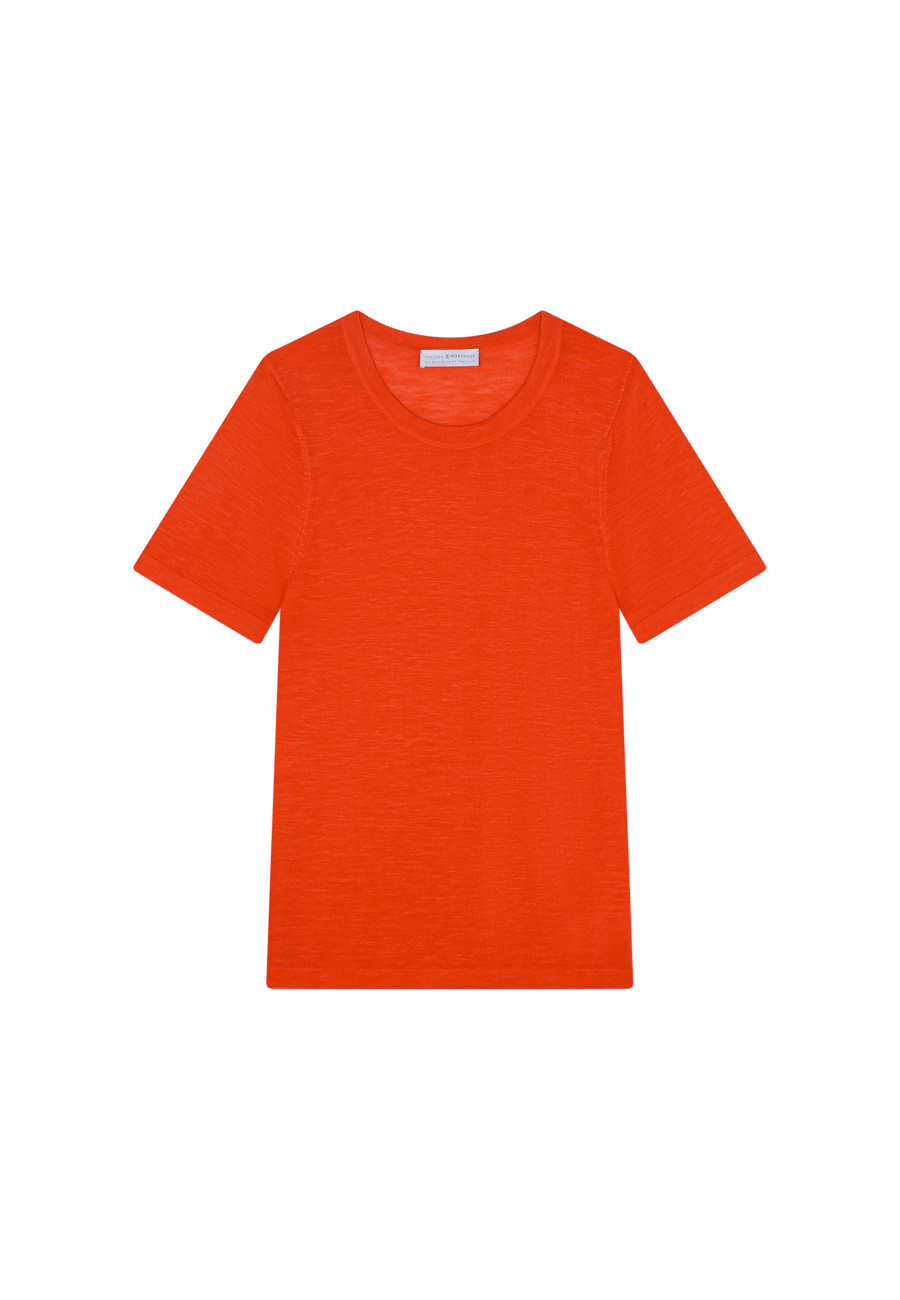 Camiseta de gola redonda de linho flamejado - Lucie