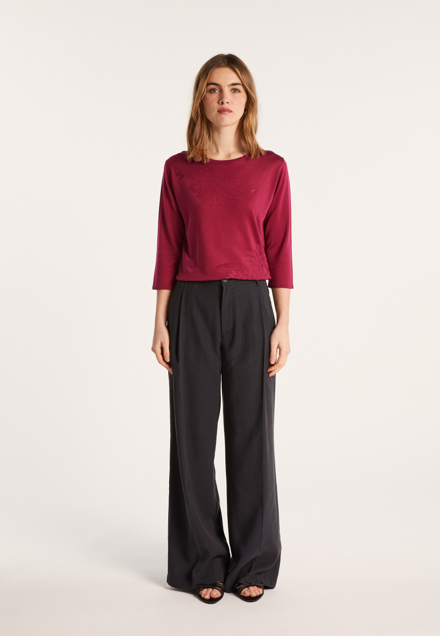 T-shirt manches coudes en Fil Lumière à motifs - Erica 0333 violette - 18 Violet foncé