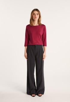 Elbow sleeve t-shirt in Lumière yarn with patterns - Erica