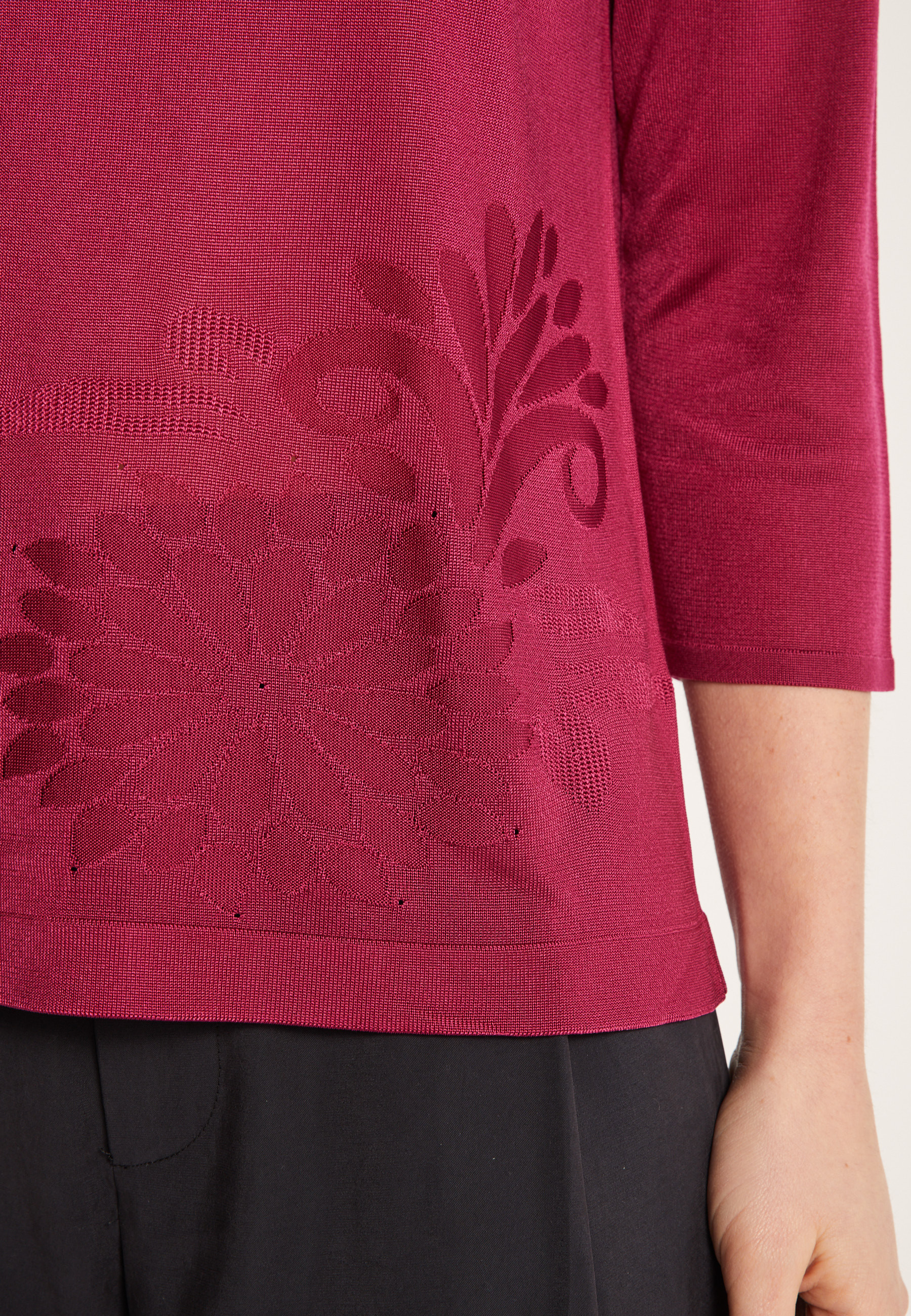 T-shirt manches coudes en Fil Lumière à motifs - Erica 0333 violette - 18 Violet foncé