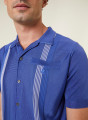 Chemise rayé manches courtes en Fil Lumière - Fabio 796 - 06 Bleu moyen