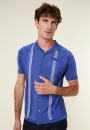 Chemise rayé manches courtes en Fil Lumière - Fabio 796 - 06 Bleu moyen