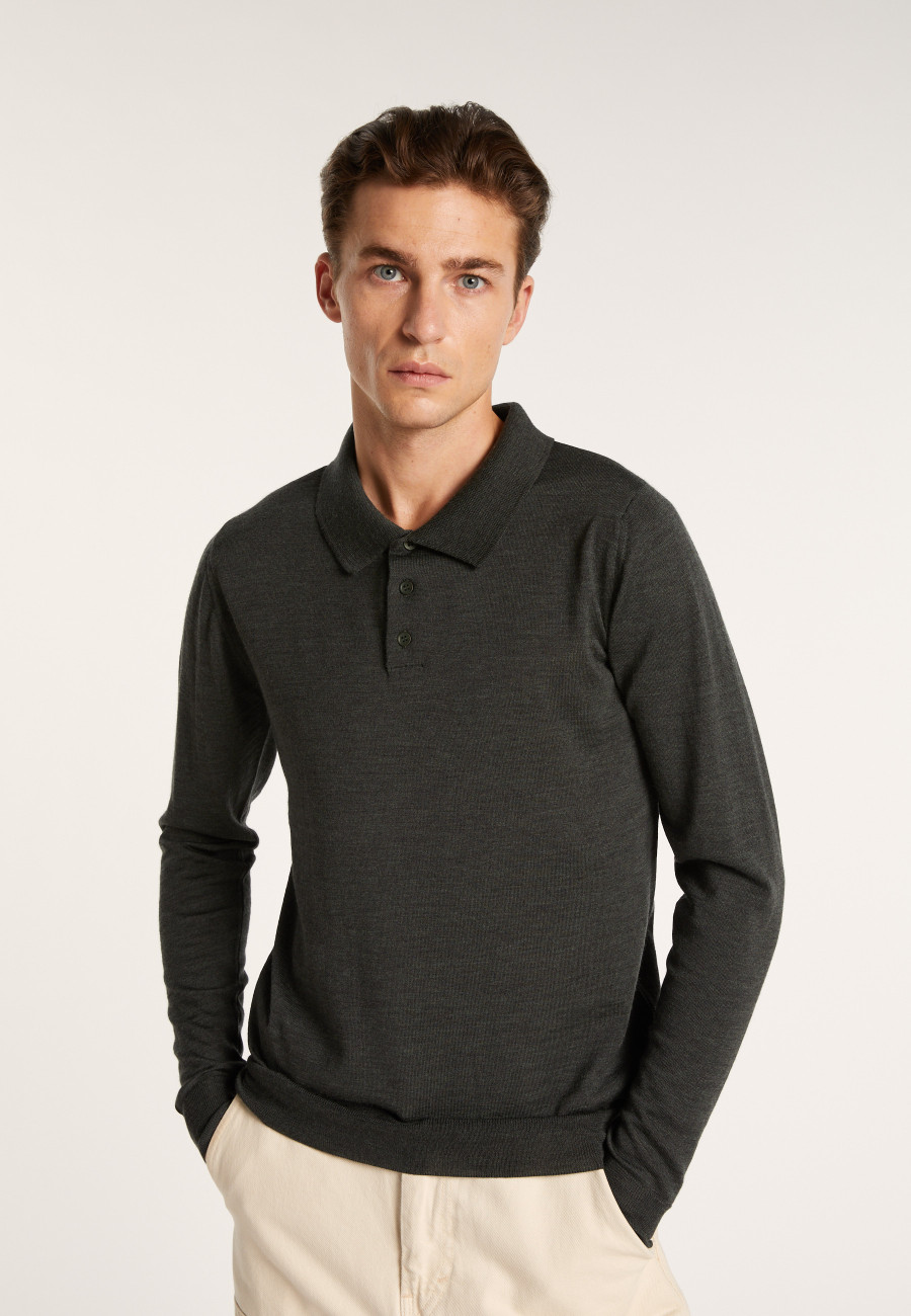 Pull col polo en laine mérinos - Eni