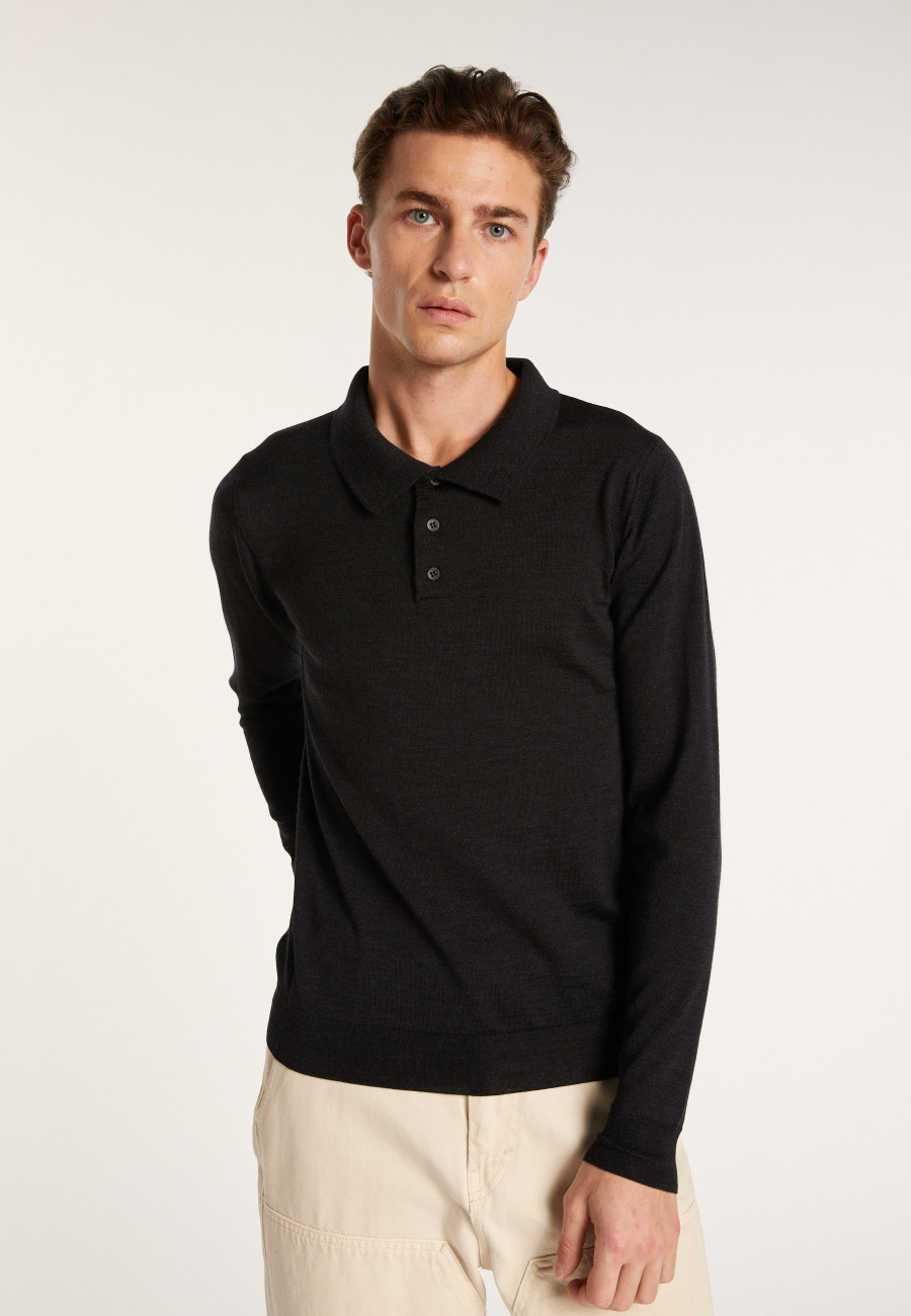 Pull col polo en laine mérinos - Eni