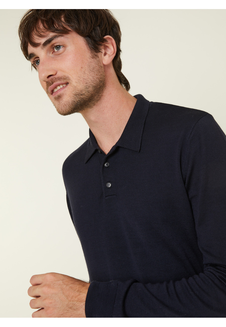 Pull col polo en laine mérinos - Eni