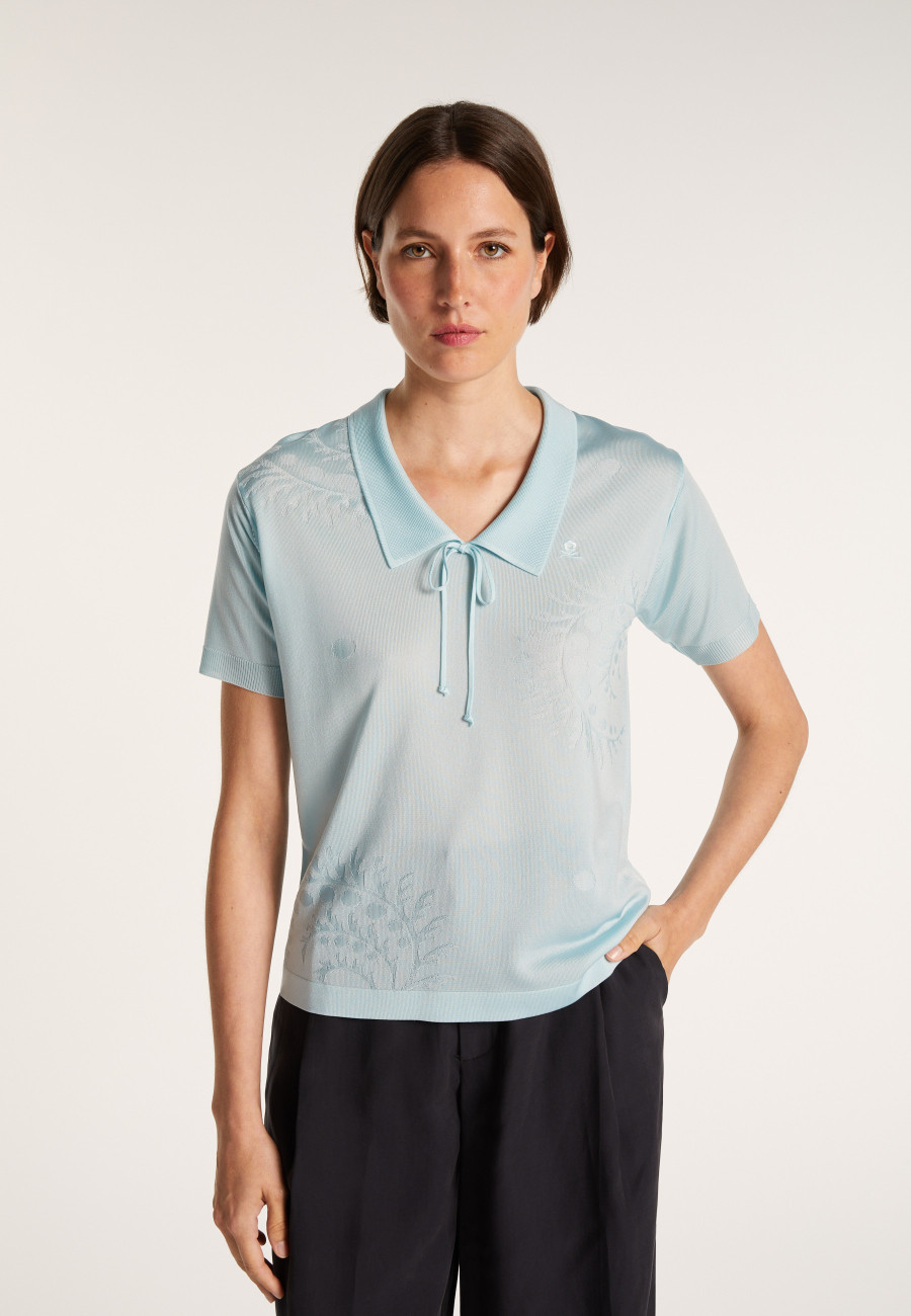 Short-sleeved patterned T-shirt in Fil Lumière - Evy