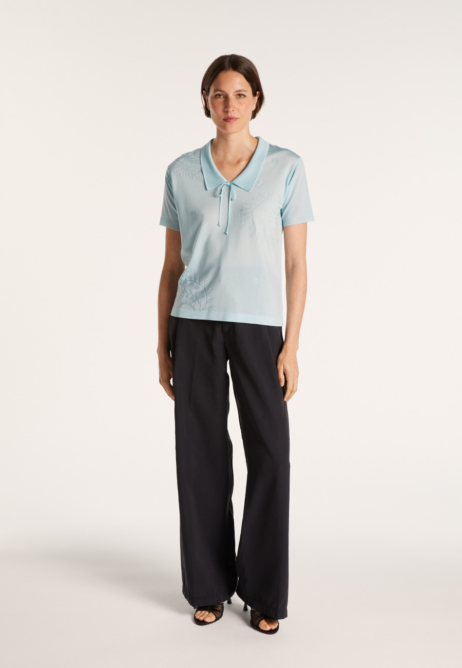 Short-sleeved patterned T-shirt in Fil Lumière - Evy