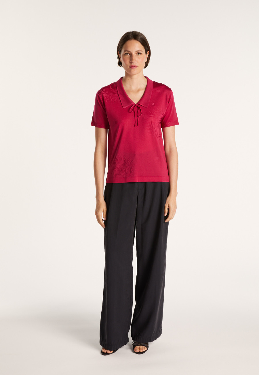 Short-sleeved patterned T-shirt in Fil Lumière - Evy