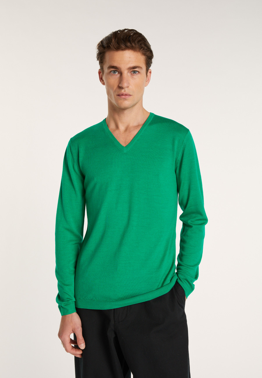 Pull col V en laine mérinos - Elmo