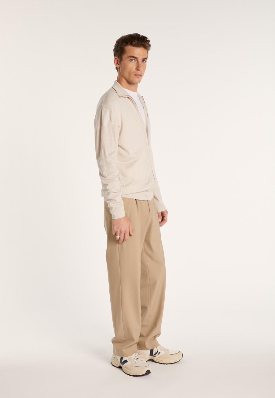 Zipped high-neck merino wool cardigan - Estian