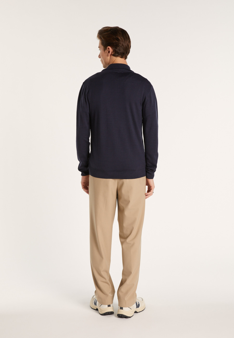 Zipped high-neck merino wool cardigan - Estian