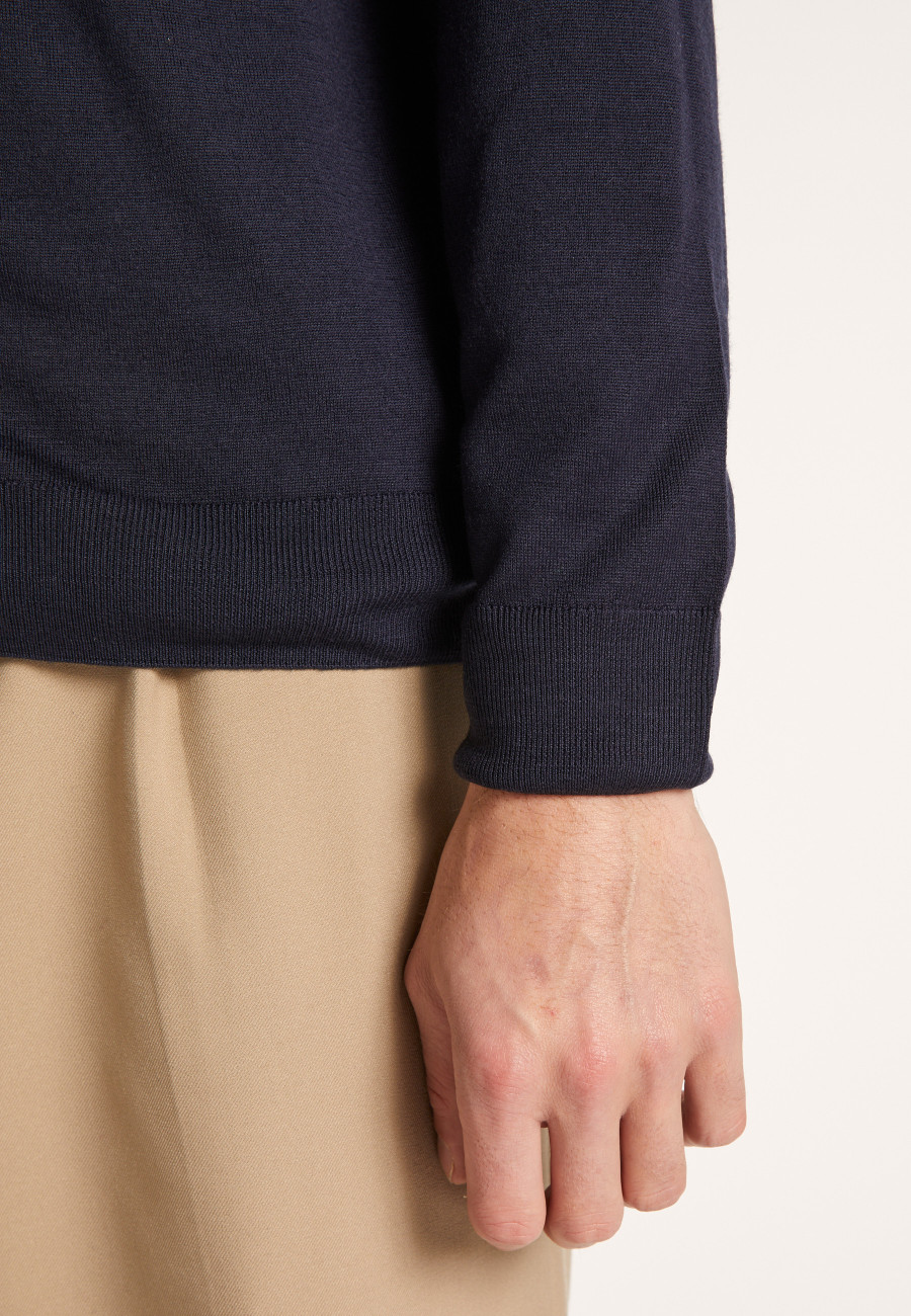 Zipped high-neck merino wool cardigan - Estian