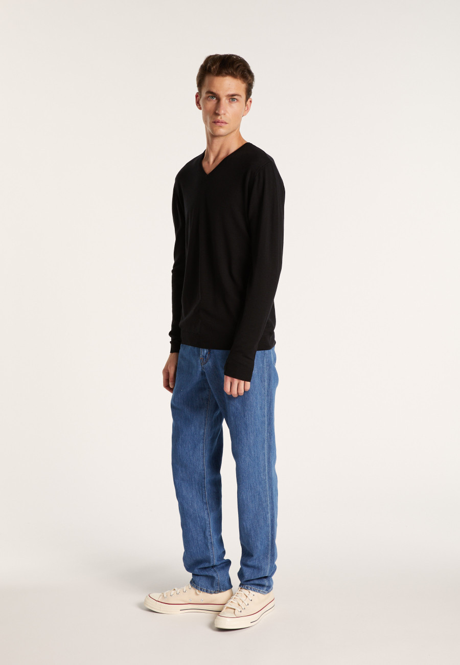Pull col V en laine et soie - Basil