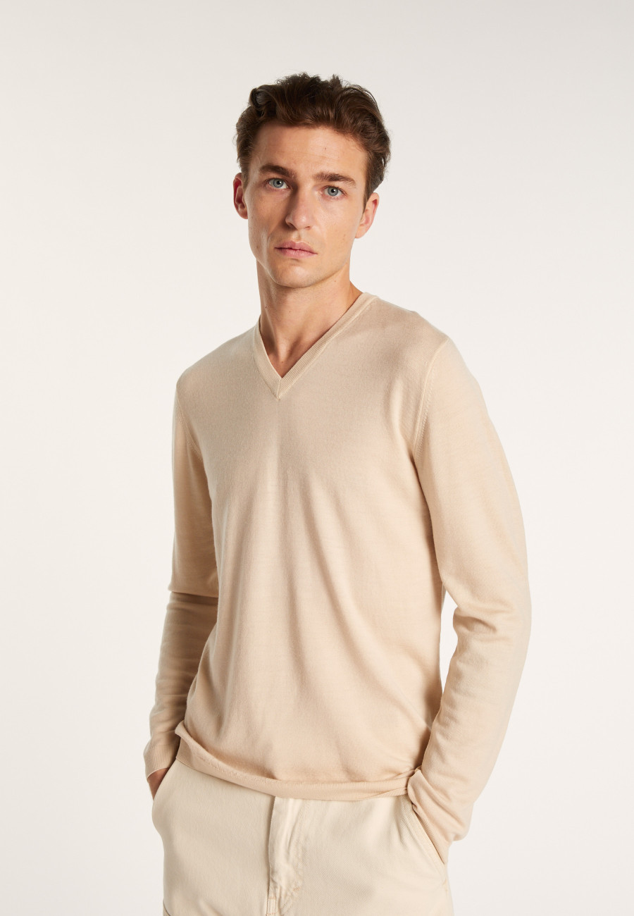 Pull col V en laine mérinos - Elmo