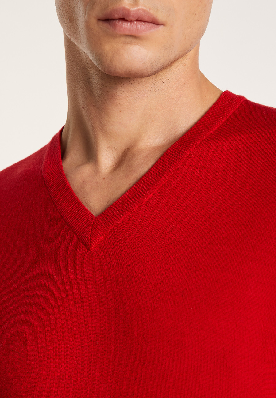 Suéter de lã merino com decote em V - Elmo