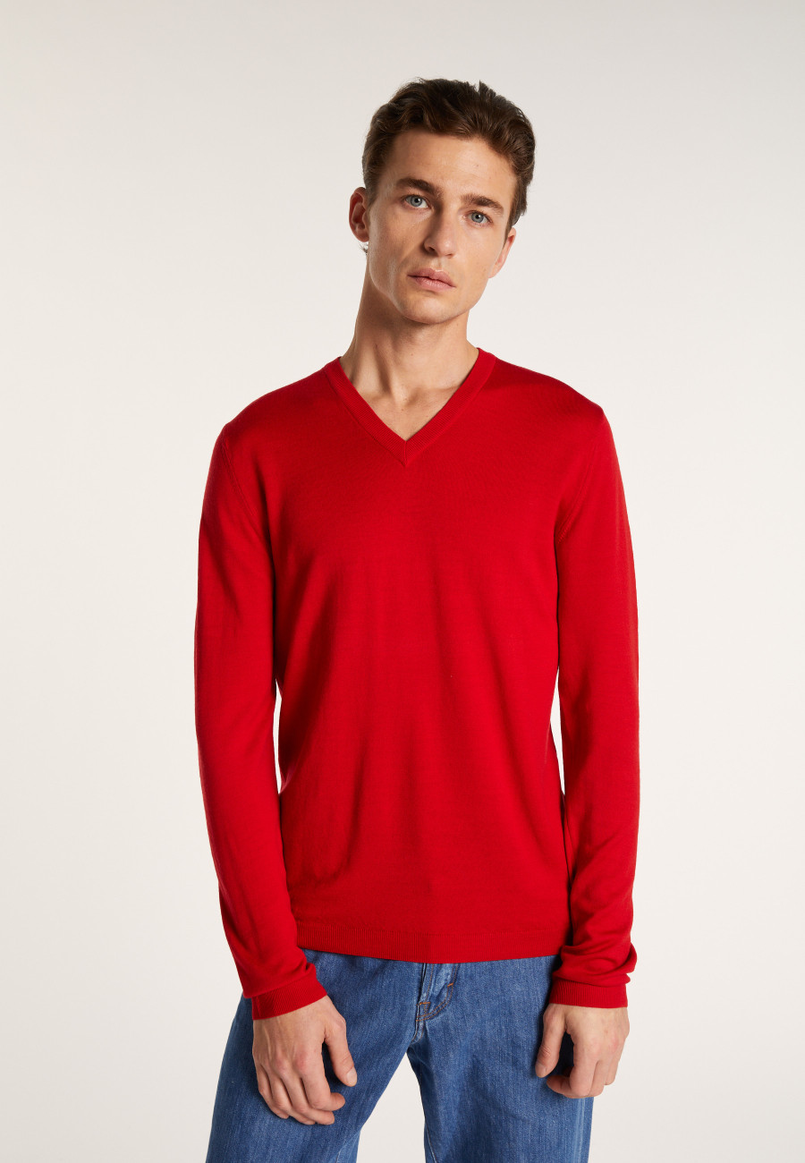 Suéter de lã merino com decote em V - Elmo