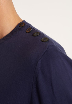Cotton button shoulder sweater - Bonze