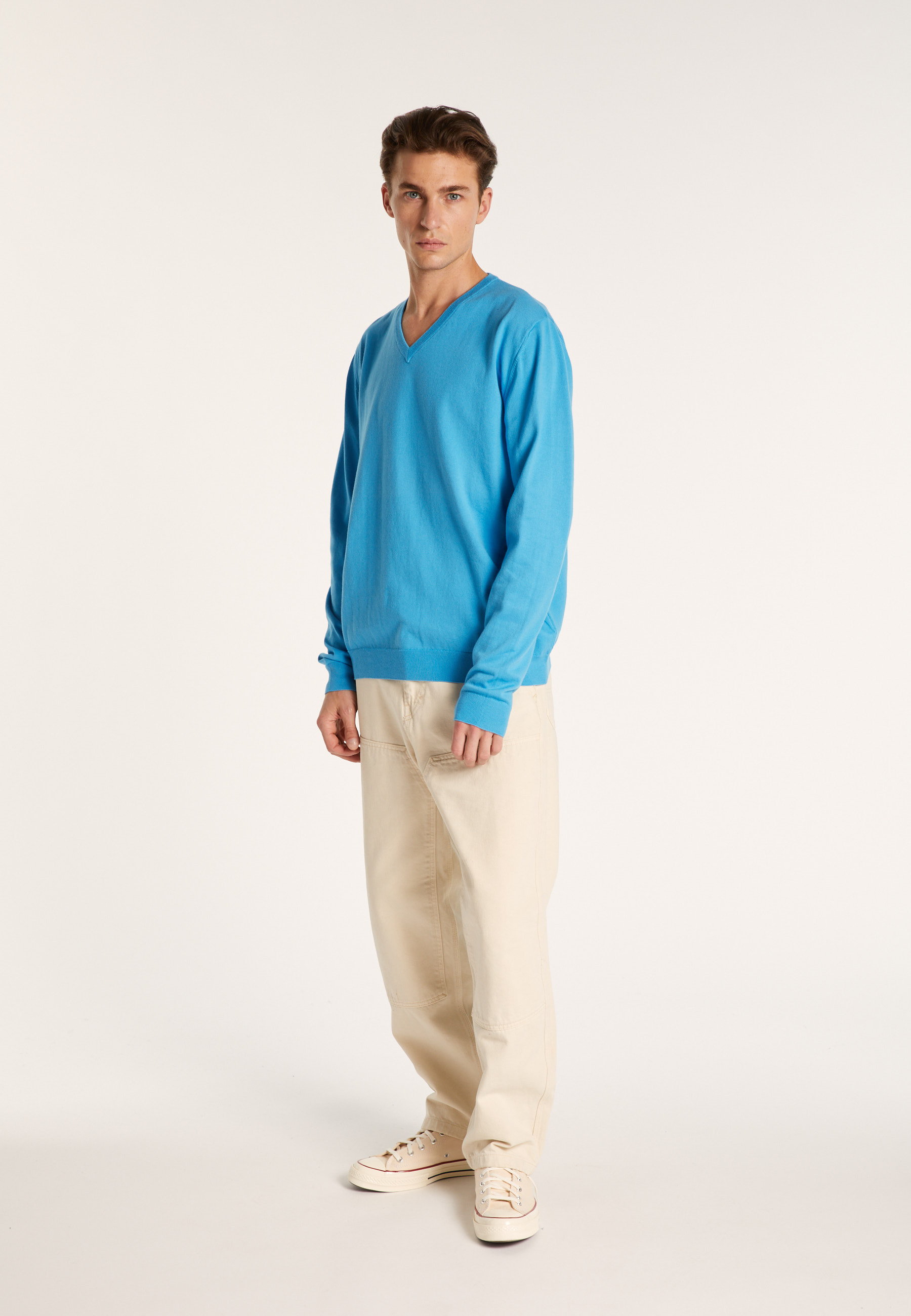 BOUDA PULL COL V EN COTON NATUREL
