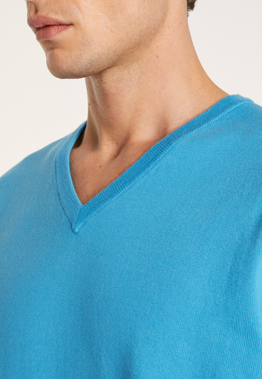 V-neck sweater in natural cotton - Bouddi