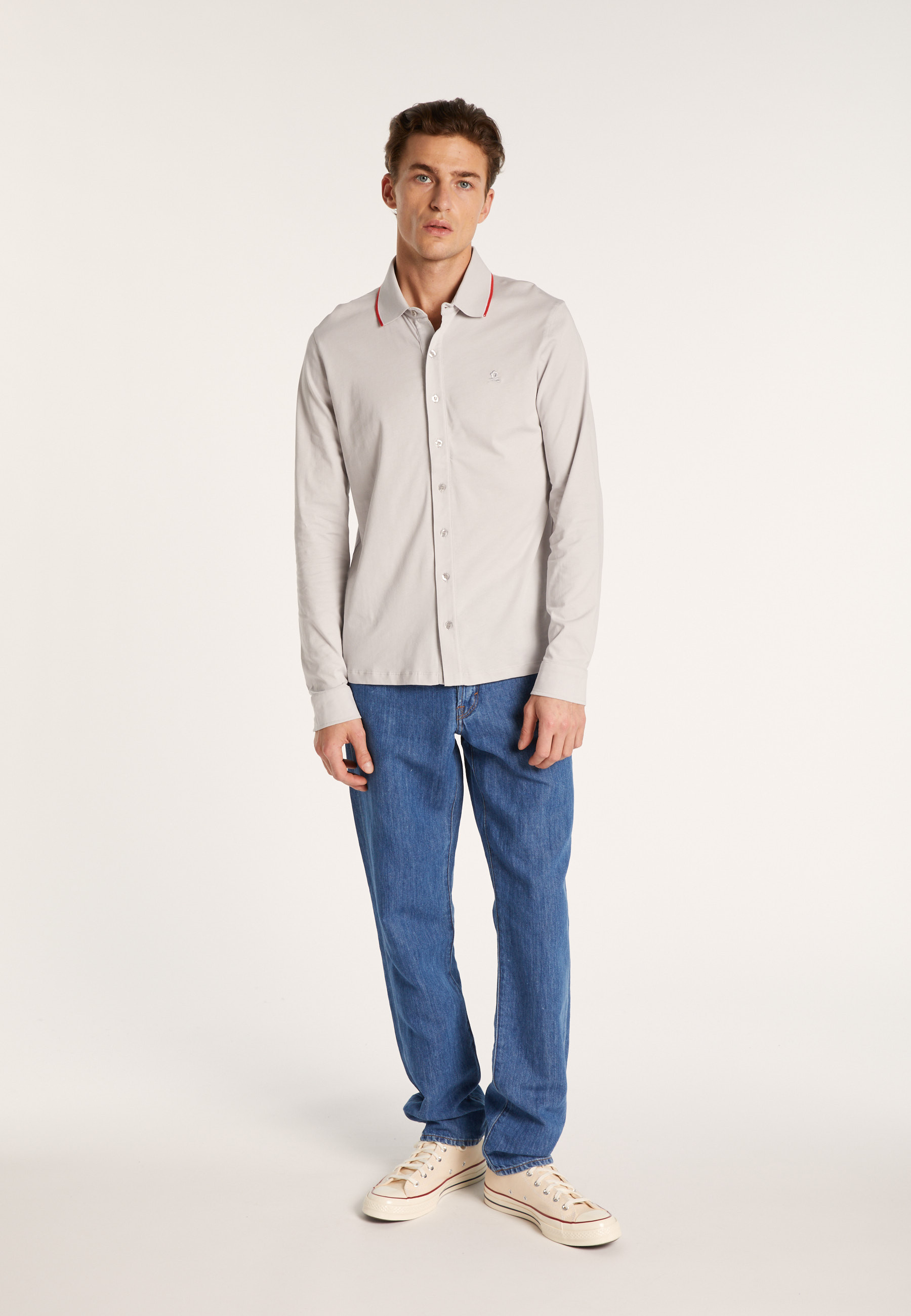Long sleeve cotton jersey shirt - Baggy