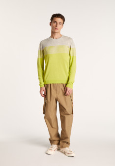 Pull rayé en cachemire et lin - Dalton 6957 pollen/gris clair - 11 Gris clair