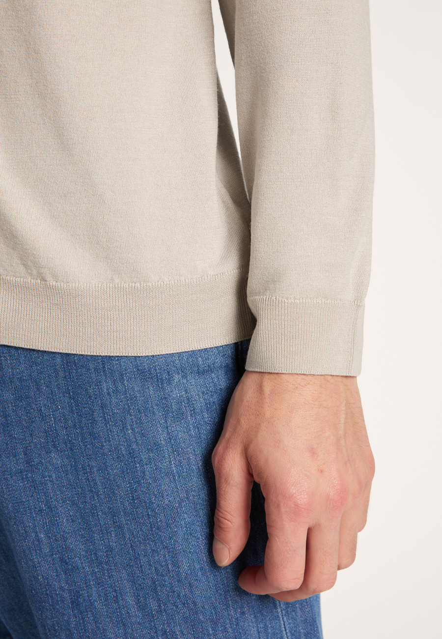 Round-neck wool and silk sweater - Barsam