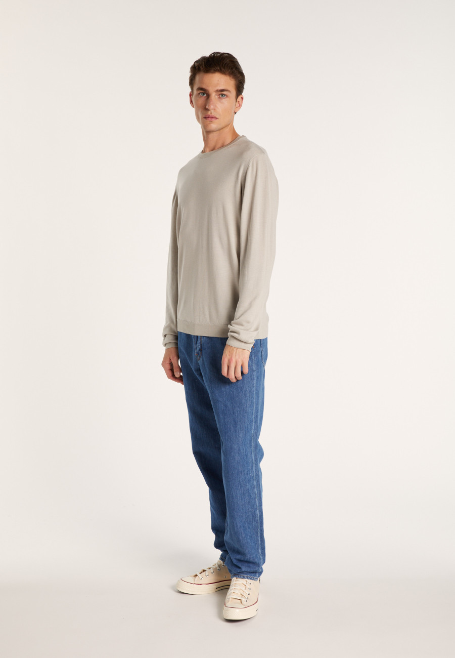 Round-neck wool and silk sweater - Barsam