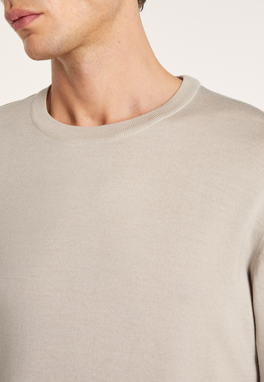 Round-neck wool and silk sweater - Barsam