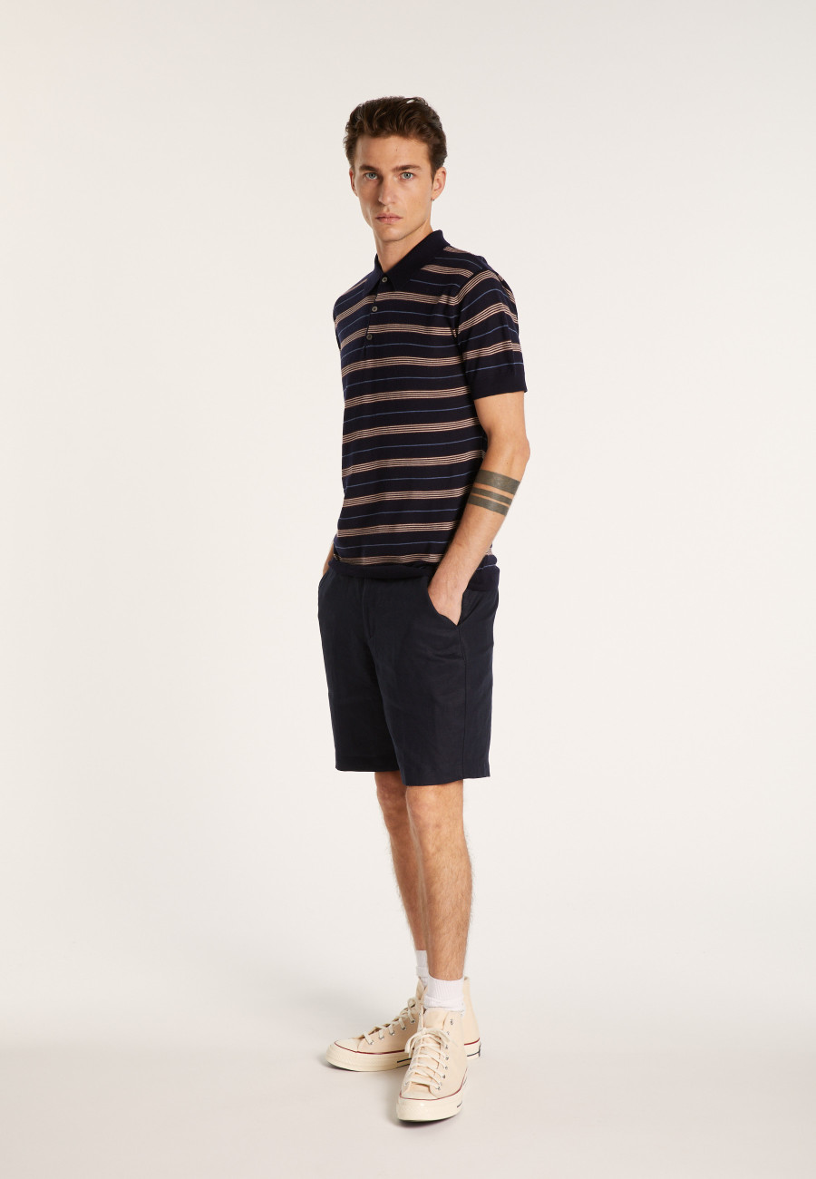 Short-sleeved striped wool polo shirt - Lary