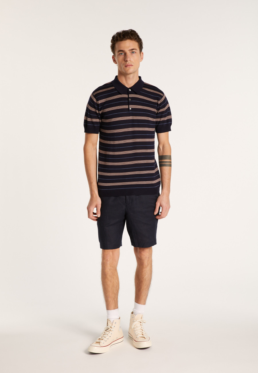 Short-sleeved striped wool polo shirt - Lary