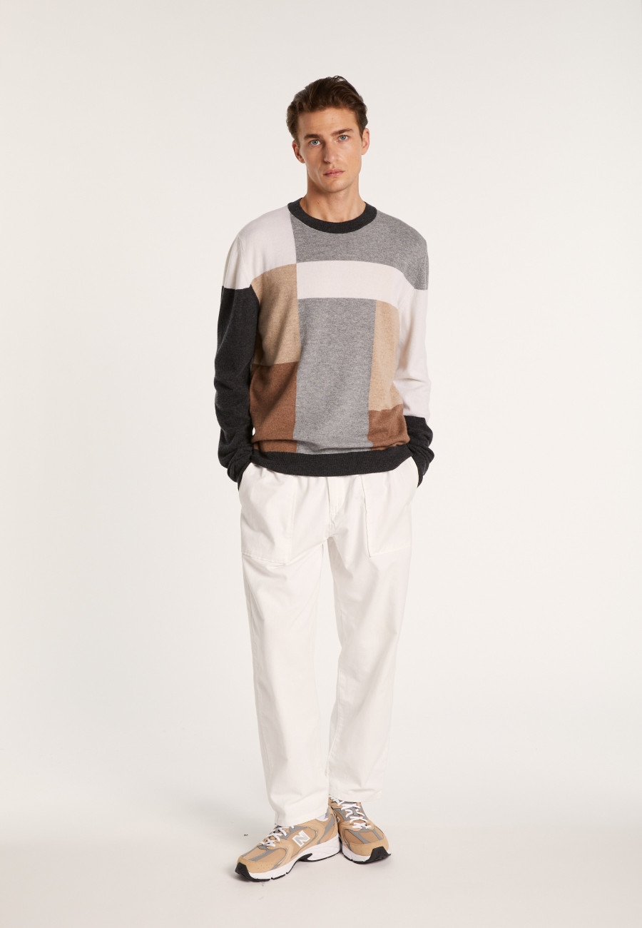 Pull motifs géométriques en cachemire - Lima 7124 ombre - 10 Gris foncé 