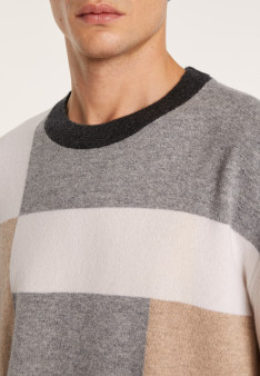 Pull motifs géométriques en cachemire - Lima 7124 ombre - 10 Gris foncé 