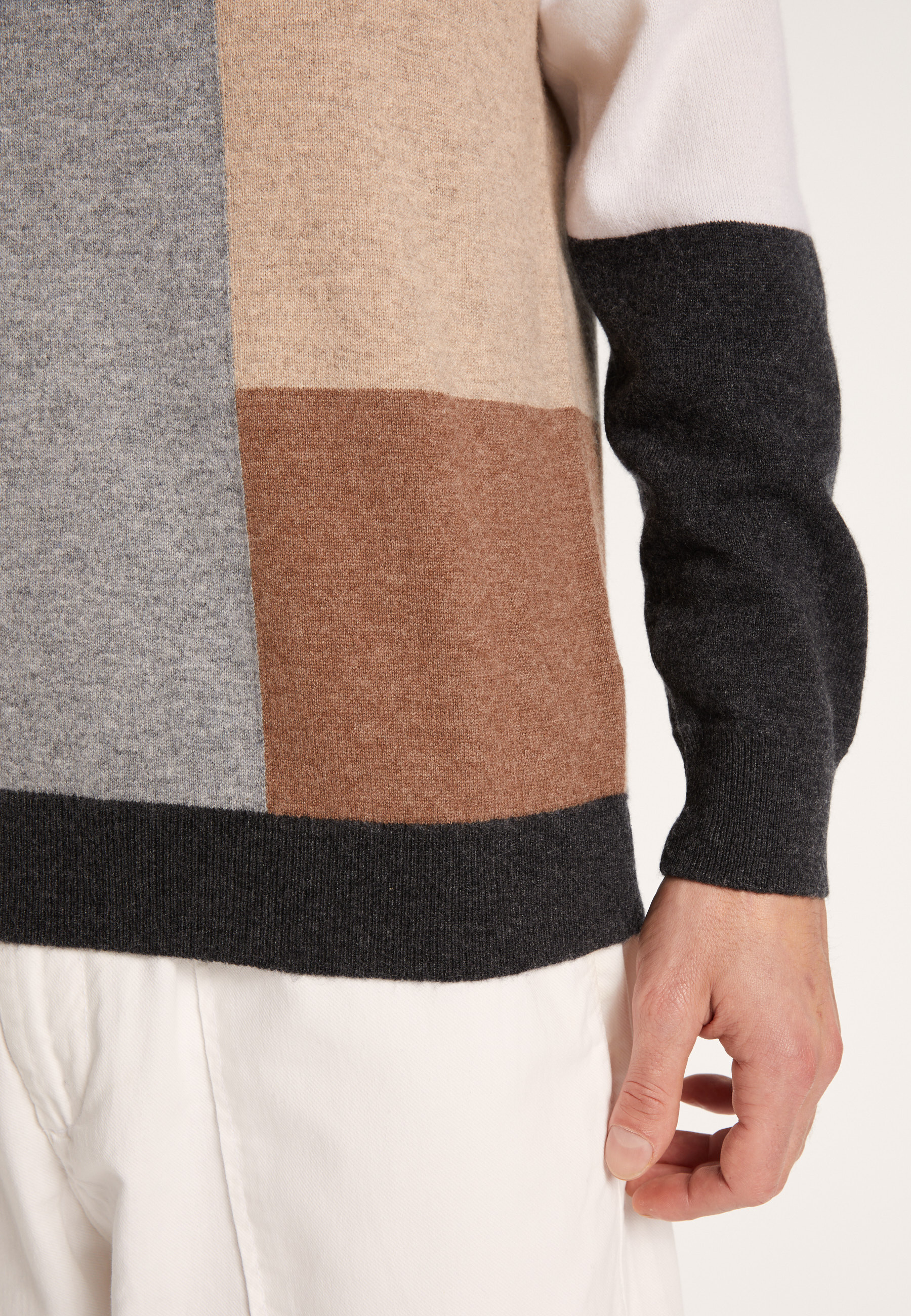 Pull motifs géométriques en cachemire - Lima 7124 ombre - 10 Gris foncé 