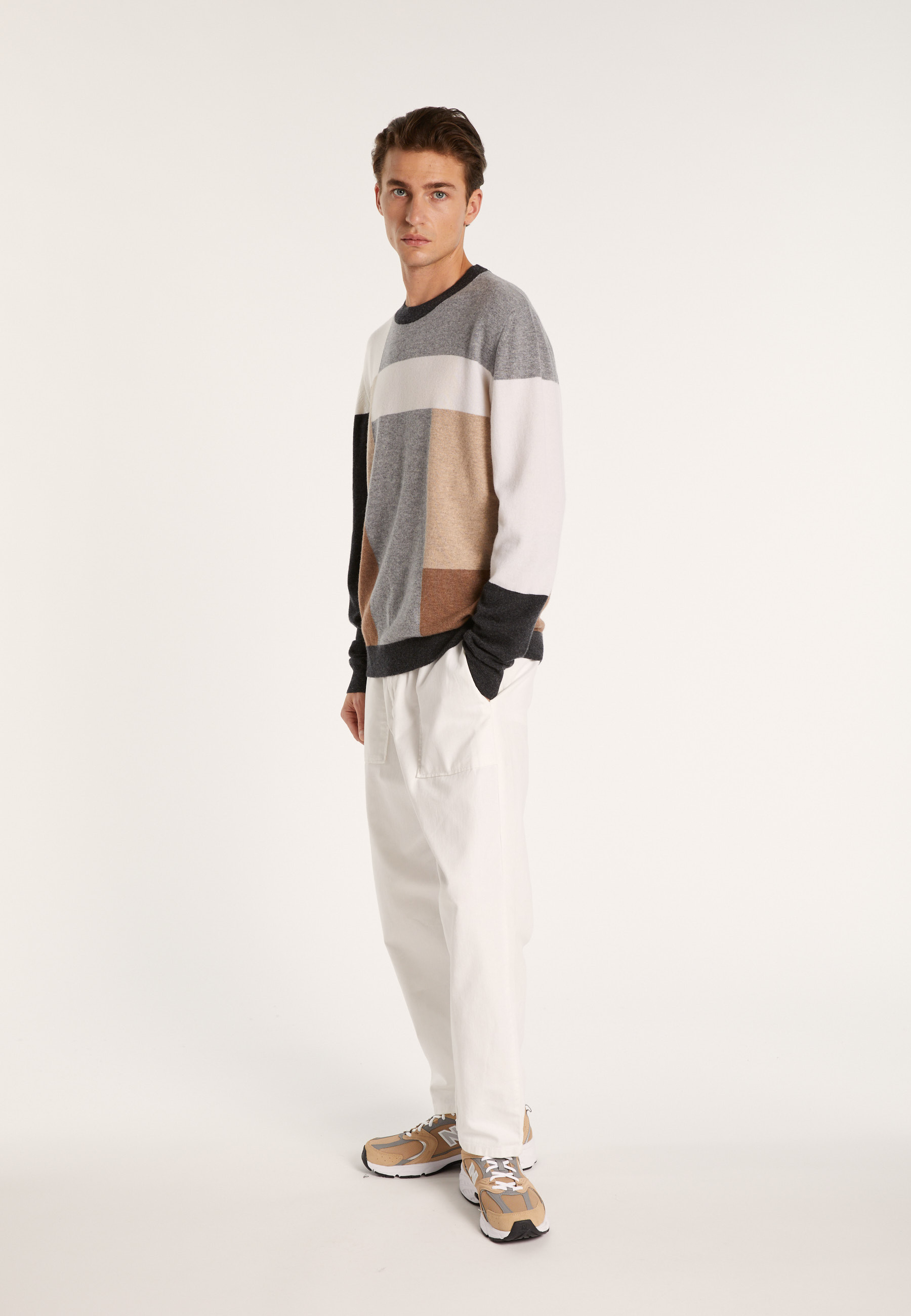 Pull motifs géométriques en cachemire - Lima 7124 ombre - 10 Gris foncé 
