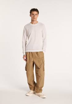 Two-tone round neck sweater in light cashmere - Percy