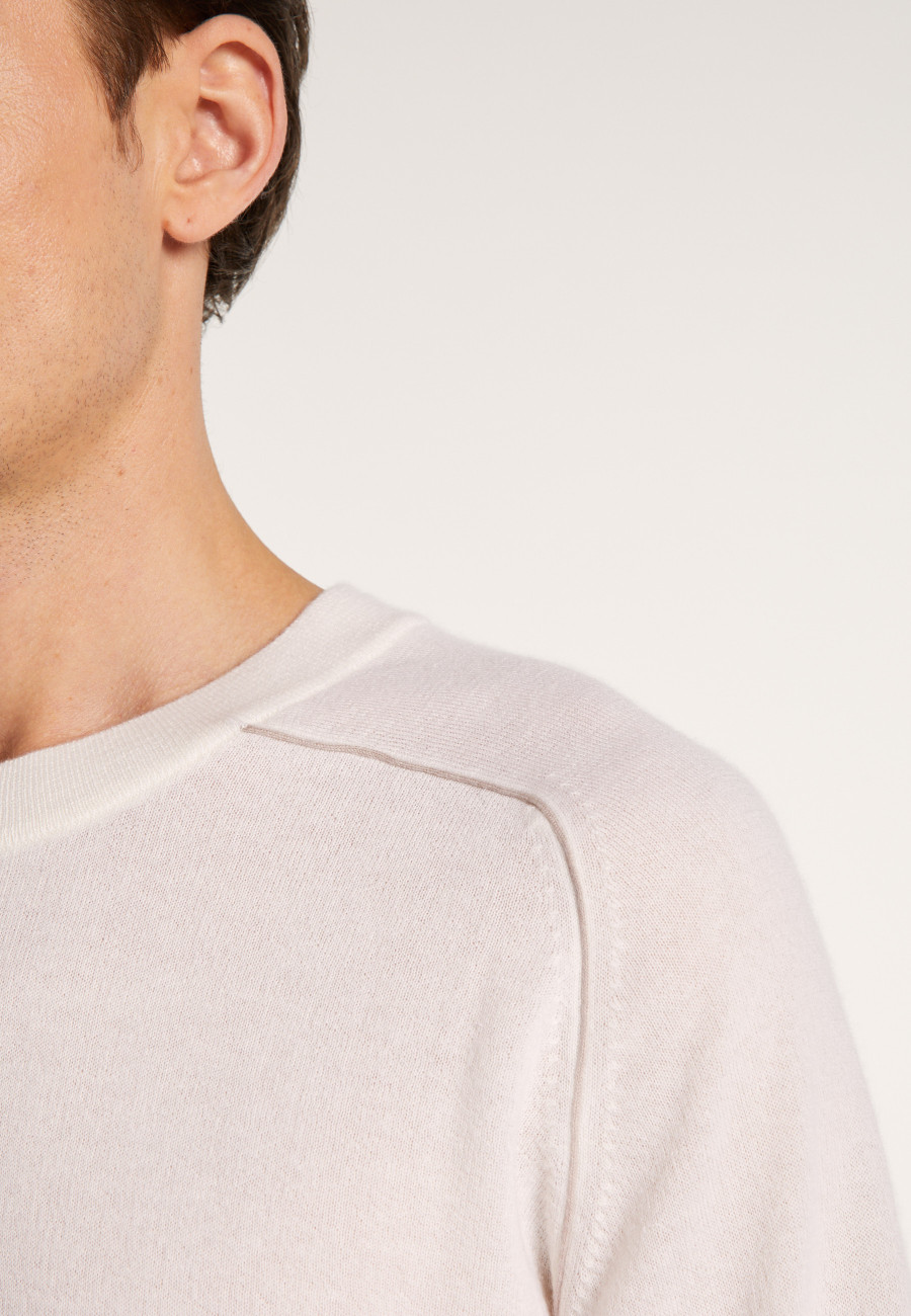 Suéter bicolor de gola redonda em cashmere claro - Percy