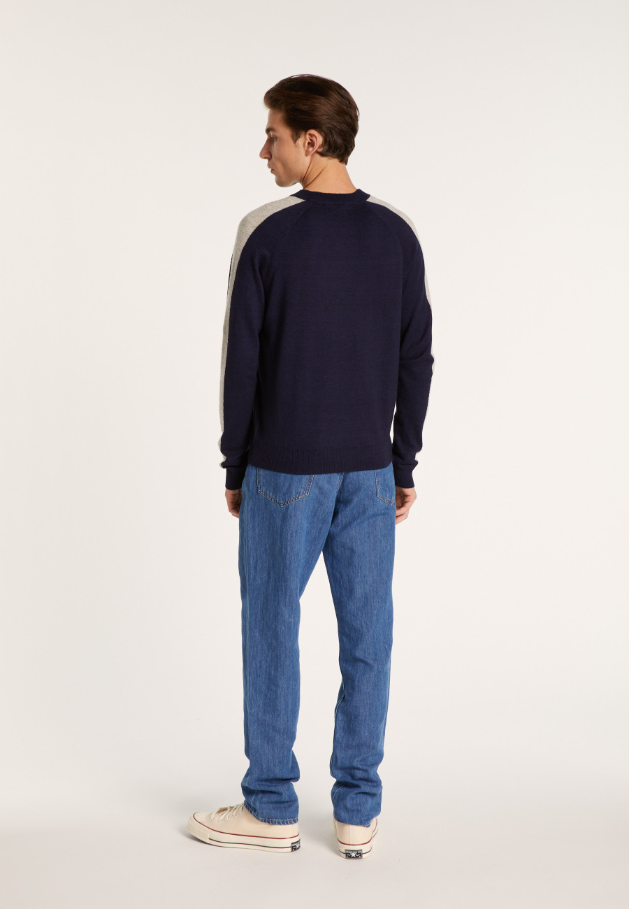 Pull bicolore col rond en lin cachemire - Perry