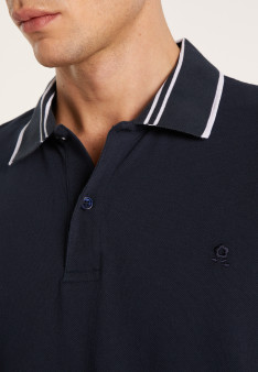 Cotton polo shirt with two-tone collar - Bistro