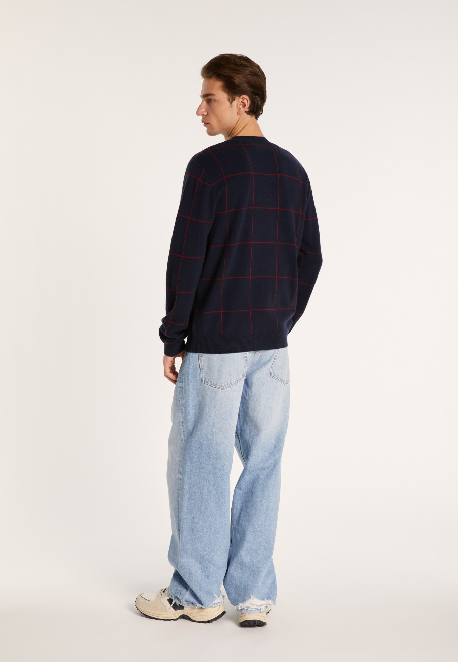 Checkered cashmere V-neck sweater - Arturo