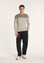 Pull bicolore en coton Bertrand 6219 Gris chiné clair - 11 Gris clair