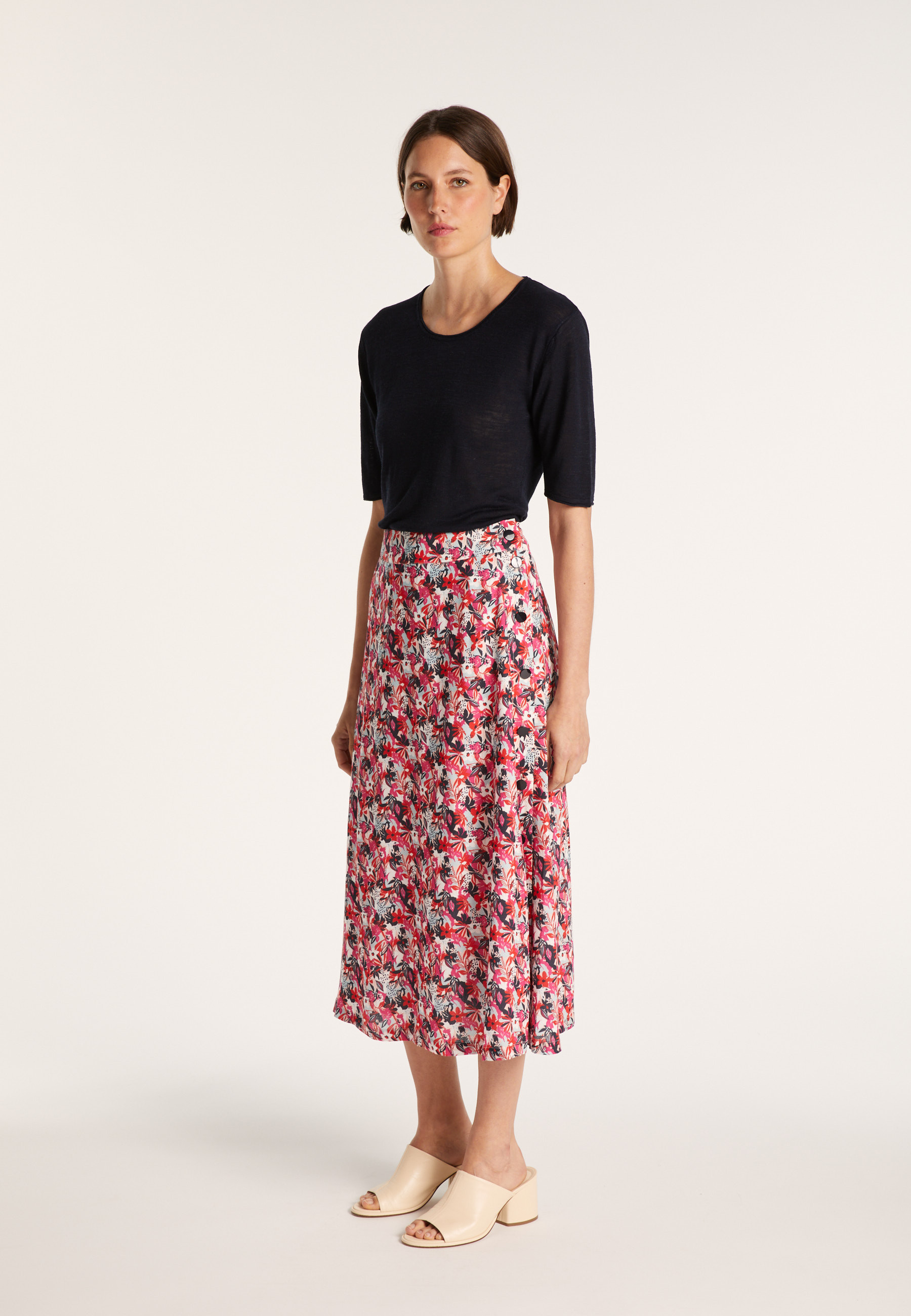 Jupe en viscose floral - Nanou 7399 fleuri - 86 Multicolore