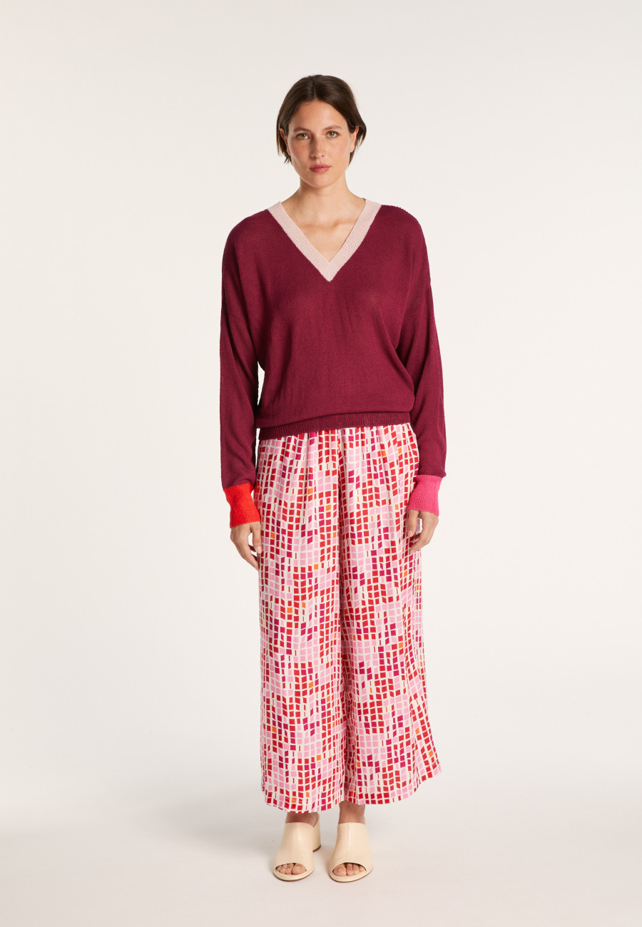 Loose V-neck sweater front and back - Naelie